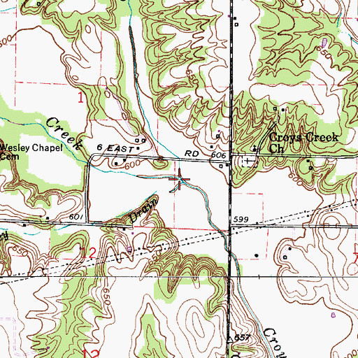 Topographic Map of Wesley Drain, IN