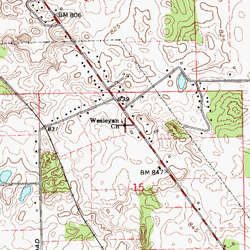 Topographic Map of Wesleyan Church, IN