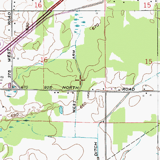 Topographic Map of West Arm Bull Ditch, IN