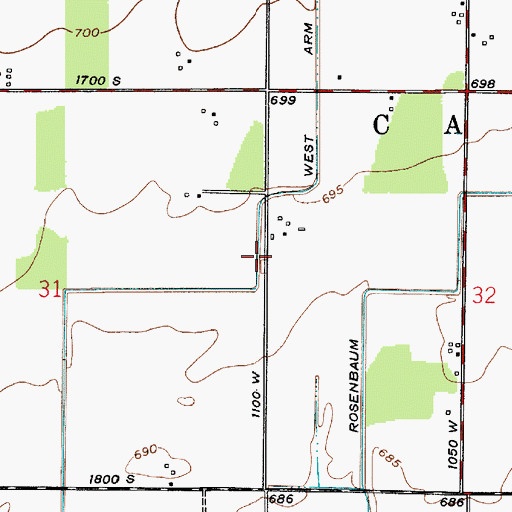 Topographic Map of West Arm Ditch, IN