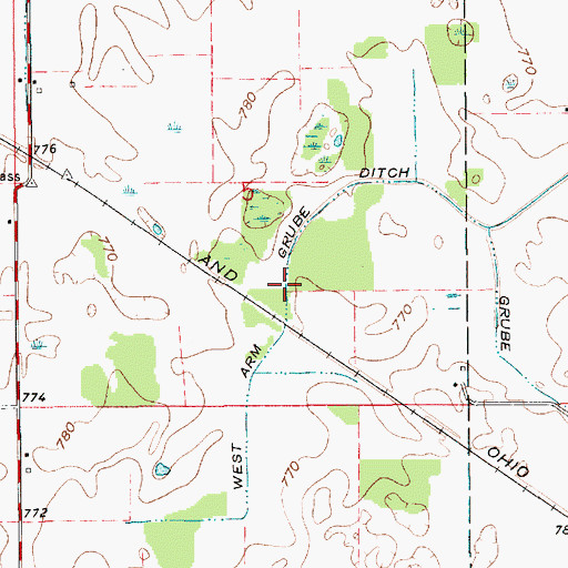 Topographic Map of West Arm Grube Ditch, IN
