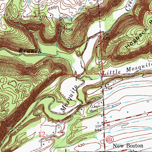 Topographic Map of West Branch Mosquito Creek, IN