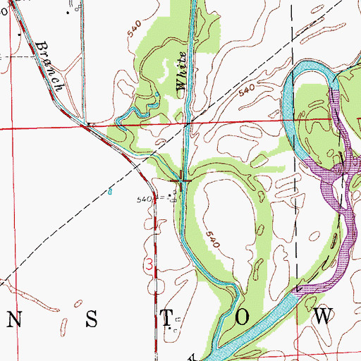 Topographic Map of West Branch White Creek, IN