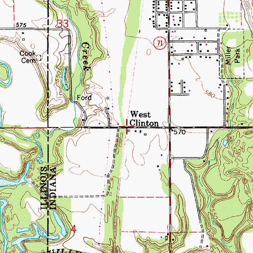 Topographic Map of West Clinton, IN