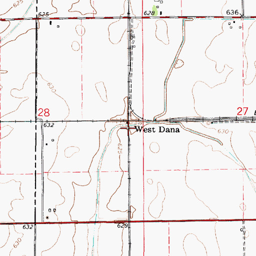 Topographic Map of West Dana, IN