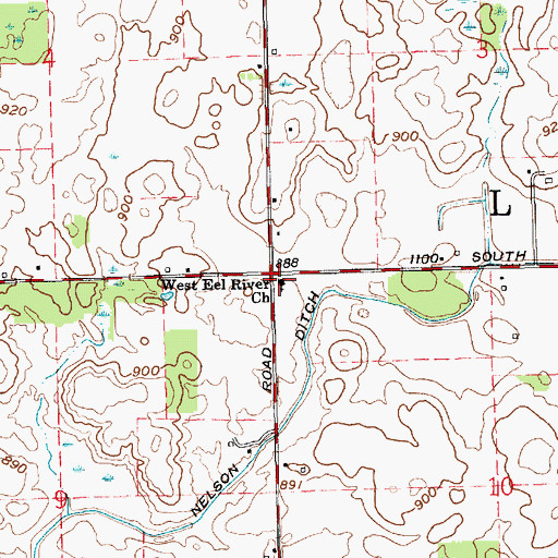 Topographic Map of West Eel River Church, IN