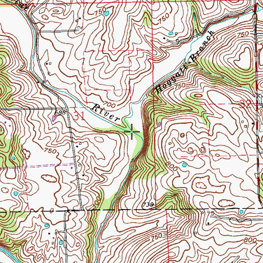 Topographic Map of West Fork Blue River, IN