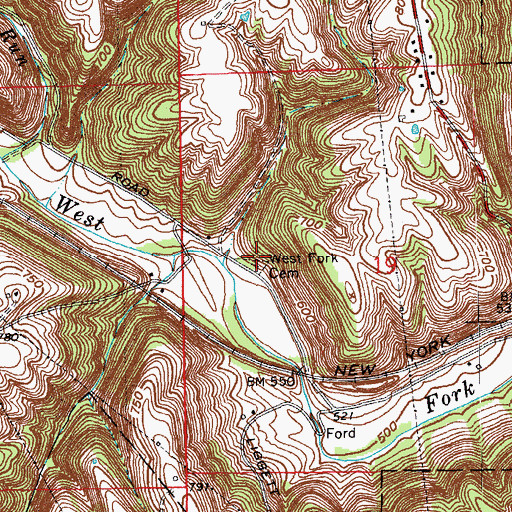 Topographic Map of West Fork Cemetery, IN