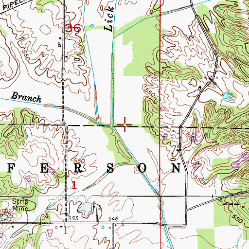 Topographic Map of West Fork Lick Creek, IN