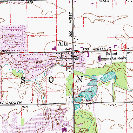Topographic Map of West Fork Little Wildcat Creek, IN