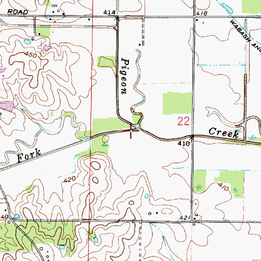 Topographic Map of West Fork Pigeon Creek, IN