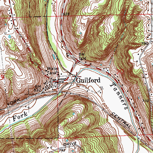Topographic Map of West Fork Tanners Creek, IN
