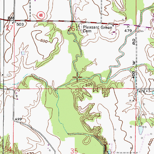 Topographic Map of West Fork Turman Creek, IN