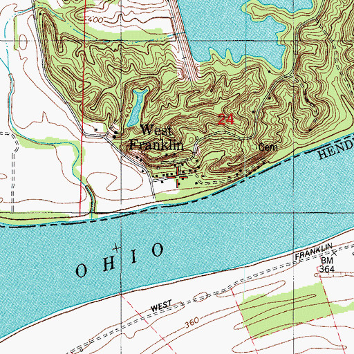 Topographic Map of West Franklin, IN