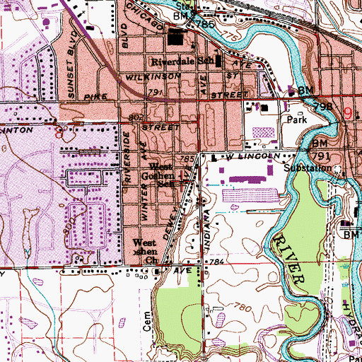 Topographic Map of West Goshen Elementary School, IN