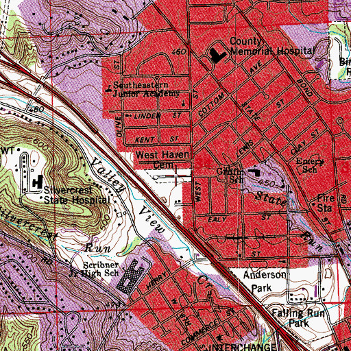 Topographic Map of West Haven Cemetery, IN