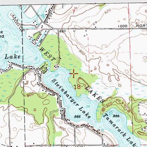 Topographic Map of West Lakes, IN