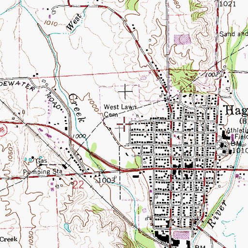 Topographic Map of West Lawn Cemetery, IN