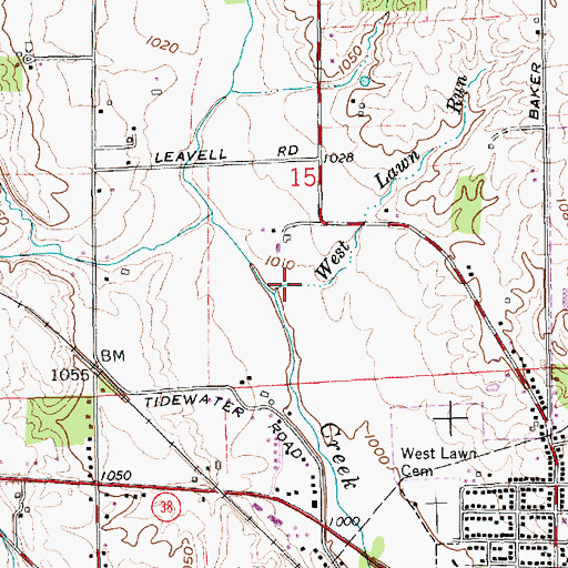 Topographic Map of West Lawn Run, IN