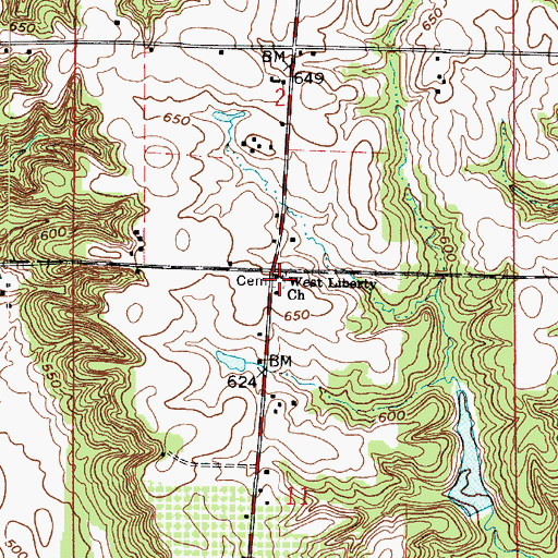 Topographic Map of West Liberty Church, IN