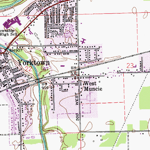 Topographic Map of West Muncie, IN