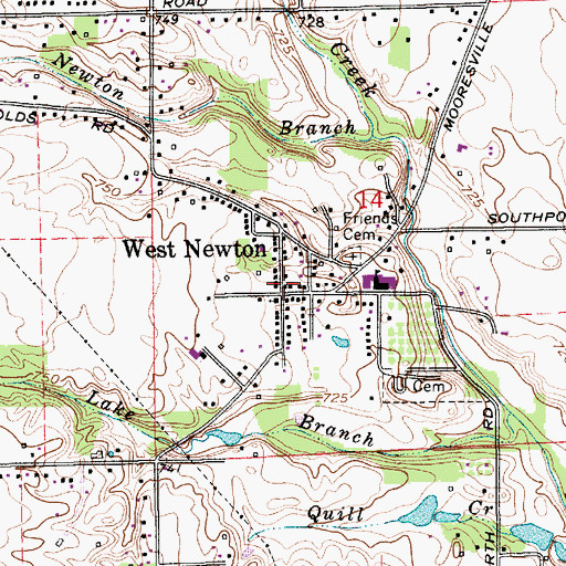 Topographic Map of West Newton, IN
