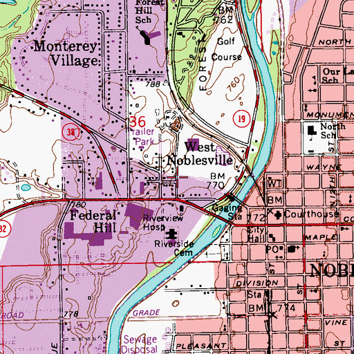 Topographic Map of West Noblesville, IN