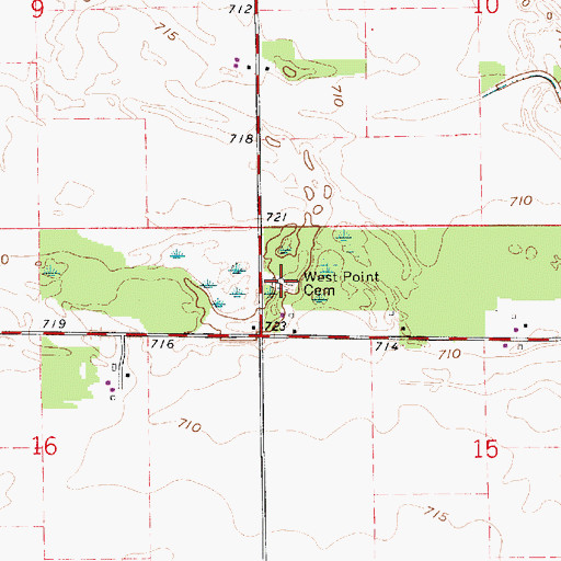 Topographic Map of West Point Cemetery, IN