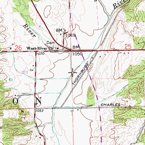 Topographic Map of West River, IN