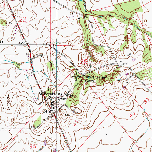 Topographic Map of West Salem Cemetery, IN