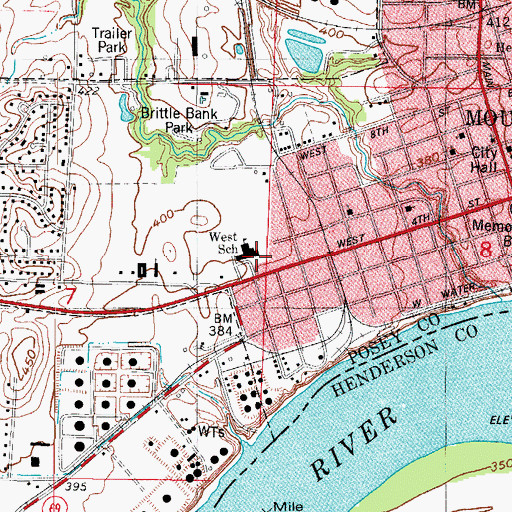 Topographic Map of West Central Elementary School, IN
