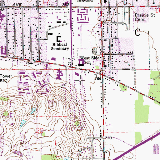 Topographic Map of West Side School, IN