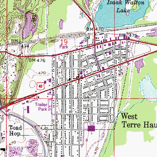 Topographic Map of West Terre Haute, IN