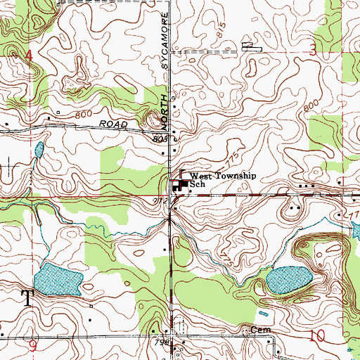 Topographic Map of West Elementary School, IN
