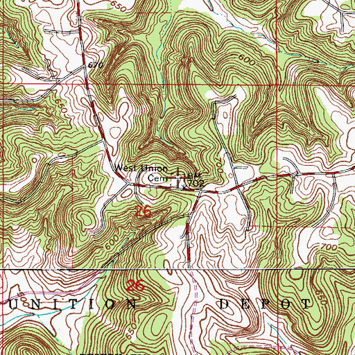 Topographic Map of West Union Cemetery, IN