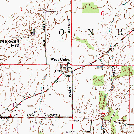 Topographic Map of West Union Church, IN