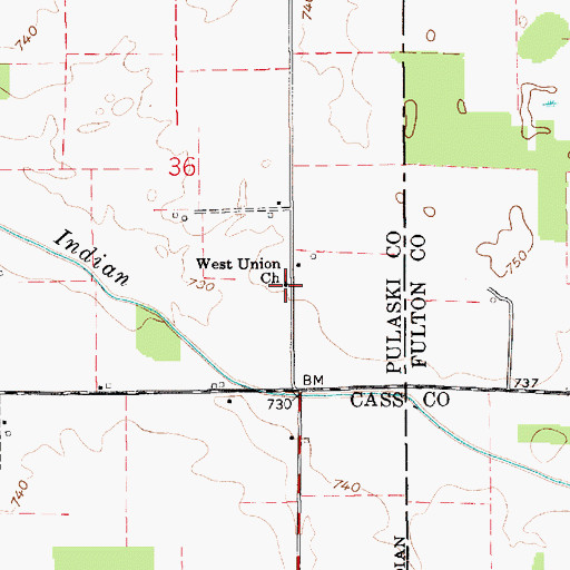 Topographic Map of West Union Church, IN