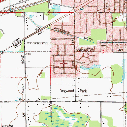Topographic Map of Western Acres, IN
