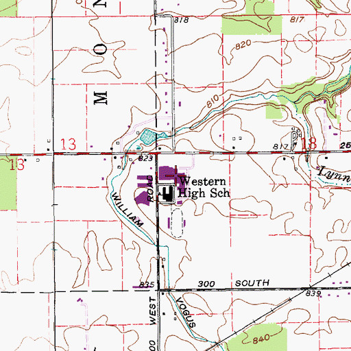 Topographic Map of Western High School, IN