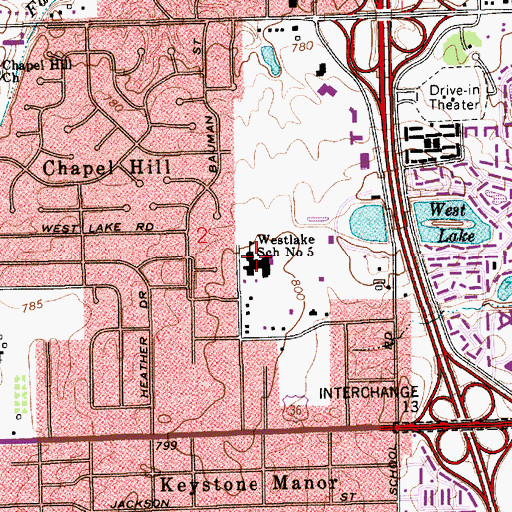 Topographic Map of Westlake Elementary School, IN