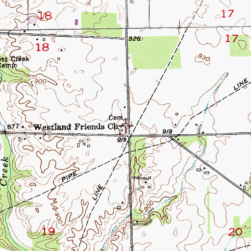 Topographic Map of Westland Friends Church, IN