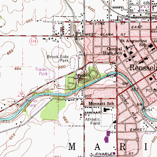 Topographic Map of Weston Cemetery, IN