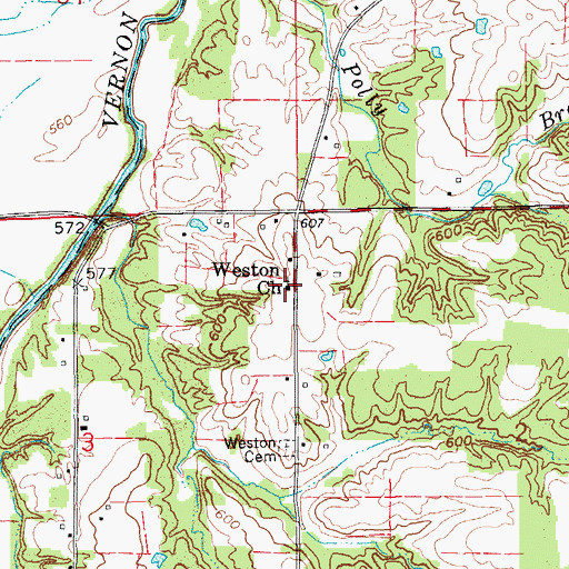 Topographic Map of Weston Church, IN