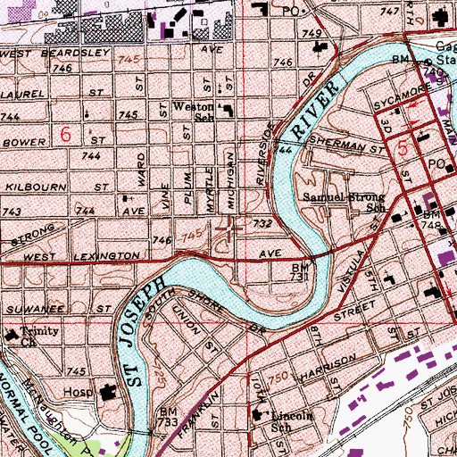 Topographic Map of Weston School, IN