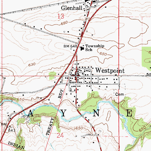 Topographic Map of Westpoint, IN
