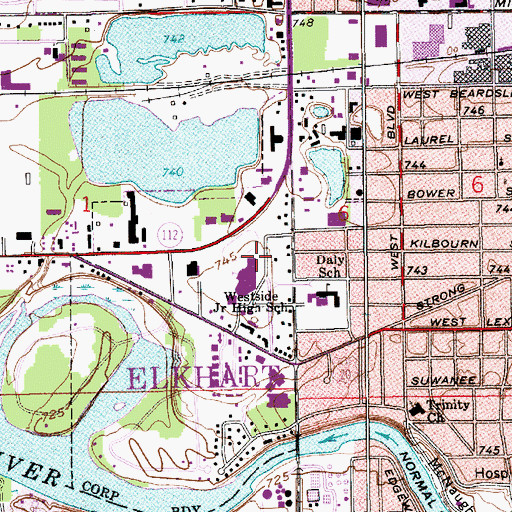 Topographic Map of West Side Junior High School, IN