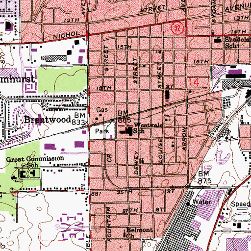 Topographic Map of Westvale Elementary School, IN