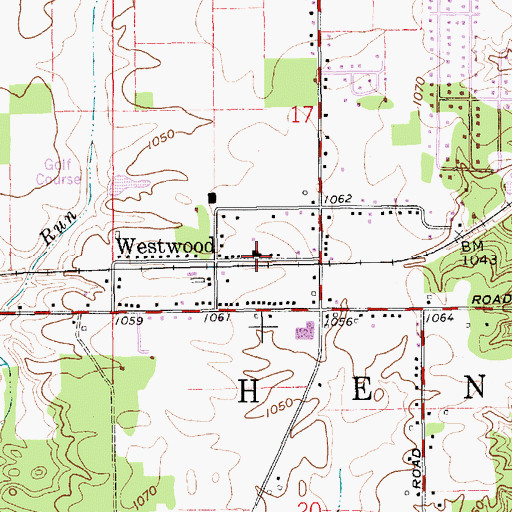 Topographic Map of Westwood, IN