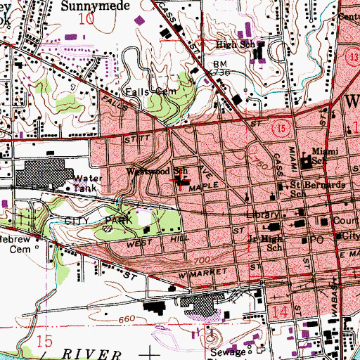 Topographic Map of Westwood School, IN