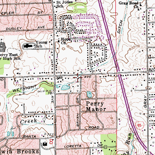 Topographic Map of Wetnight Ditch, IN